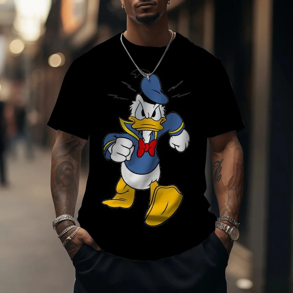 

Disney Don Donald Duck Daisy Duck 3D Print Men's T Shirt O Neck Sweatshirt Short Sleeve Casual Street Casual Loose T Shirt Top