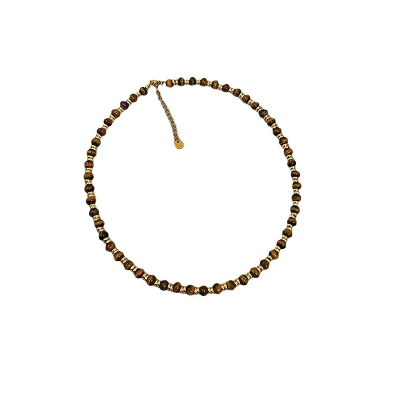 

Exquisite tiger's eye pearl beaded necklace, stackable necklace, a meaningful anniversary gift, perfect for Valentine's Day
