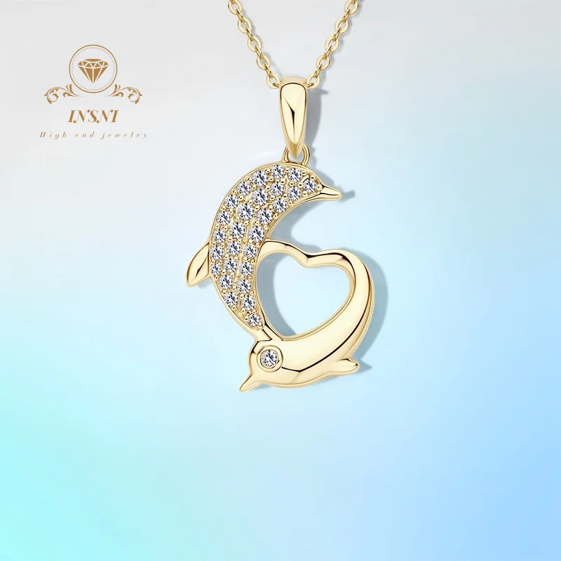 

​ Европейское шикарное 10-каратное золото Мозамбик Дельфин Замок Цепочка Ожерелье S925 Серебро GBA Сертифицированные Роскошные ювелирные изделия для женщин ​