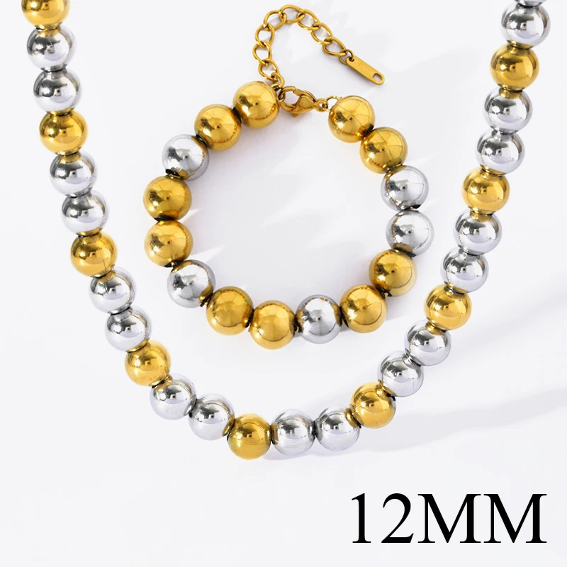 EILIECK 316L Edelstahl Massiv Perlenhalskette Armband für Frauen Mädchen Mode Neues Party-Geschenk Vergoldetes Schmuckset Bijoux – Detail 13