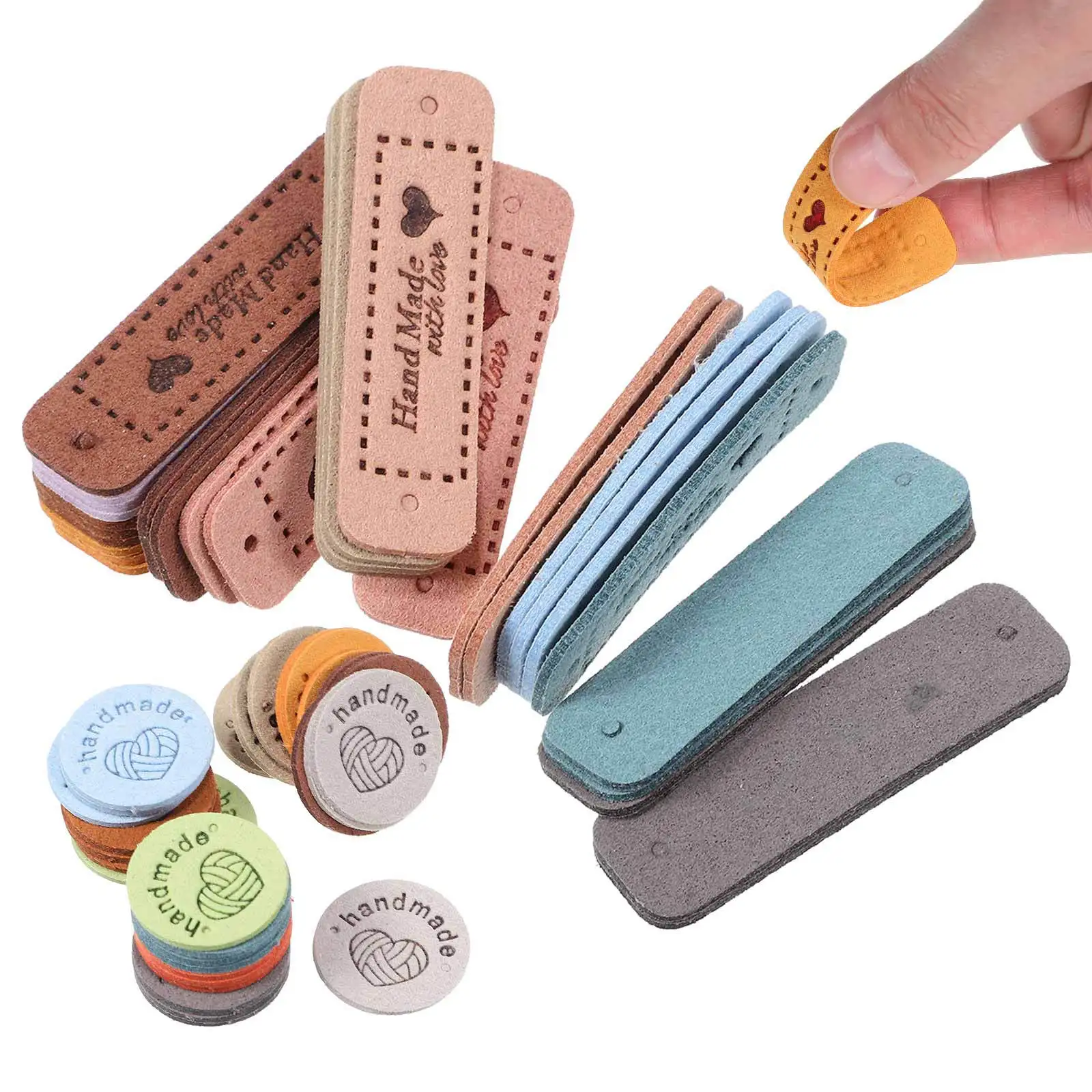 60pcs Handmade Tags Colorful Embossed Clothing Labels For Crochet Knitting Sewing Diy Fabric Accessories Tags