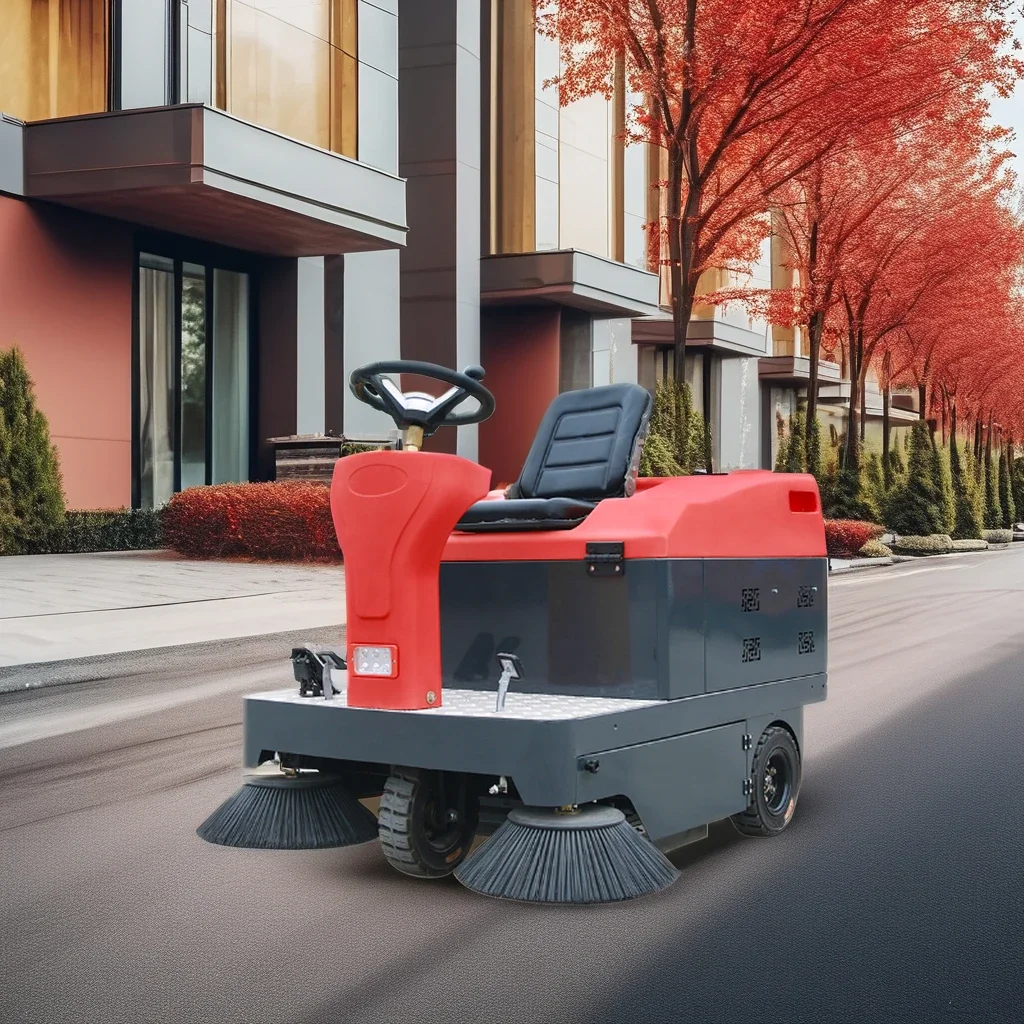 VOL-1400 High Quality Electric Ride-On Road Sweeper Powerful Motor Double Disc Brake Vacuuming Spraying Machine