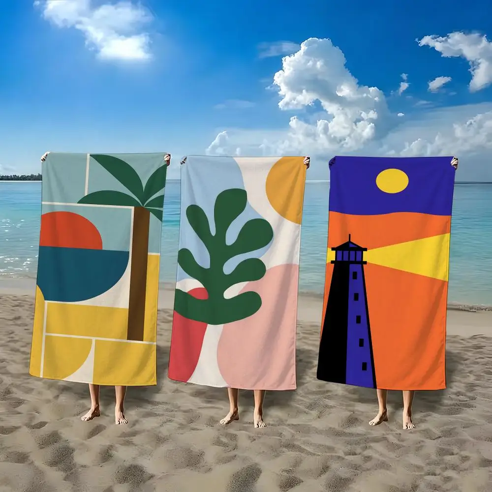 Modern Abstract Geometric tropical Towel ultra-fine fiber quick drying absorbent bath towel, outdoor swimming sports towel