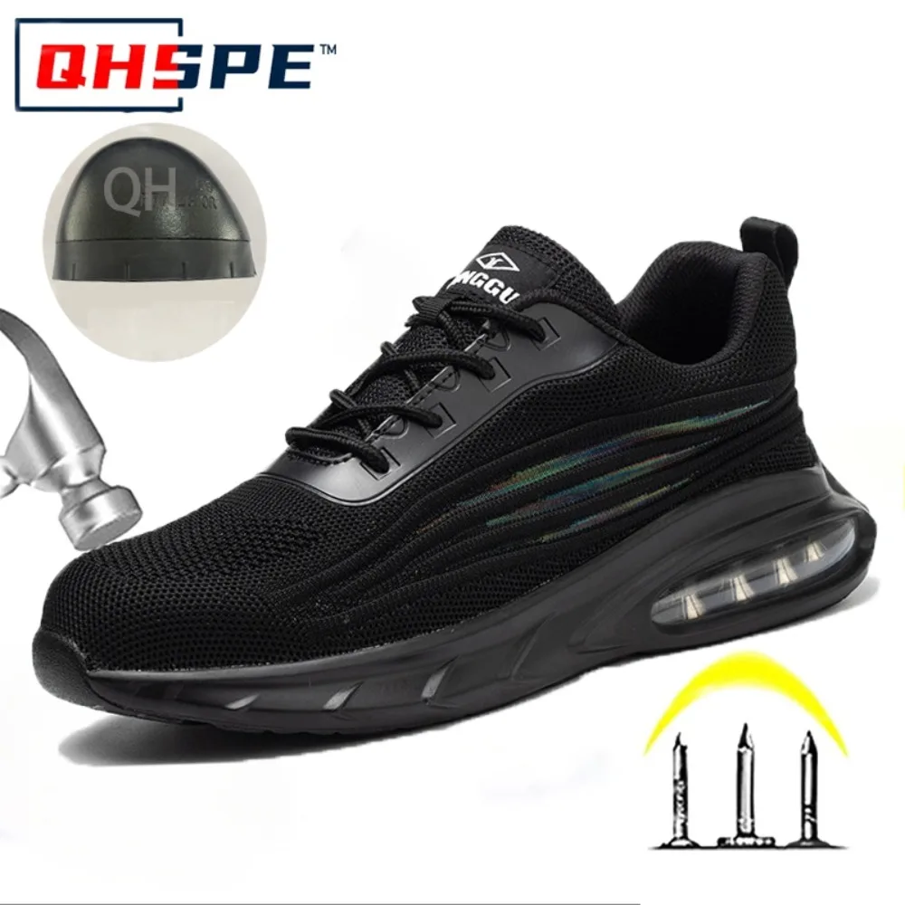 Anti Smashing Anti Piercing Safety Shoes Labor Protection Fly Woven Comfortable Air Cushion Shock-Absorbing Work Boots
