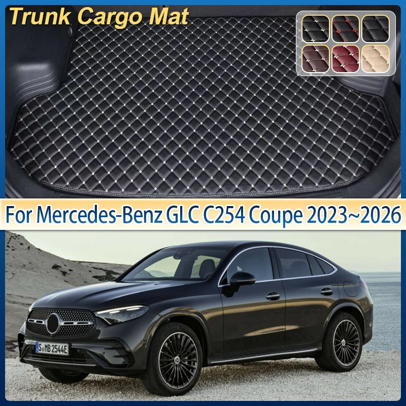 For Mercedes-Benz GLC C254 Coupe 2024 2025 2026 Leather Car Trunk Mat Storage Liner Rug Boot Carpet Pad Car Interior Accessories