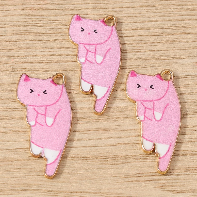 10 Stück 14x29mm Cartoon Tier Charms Emaille Katze Charms Anhänger für Schmuckherstellung Halsketten Ohrringe Armbänder DIY Handwerk Versorgung – Detail 3