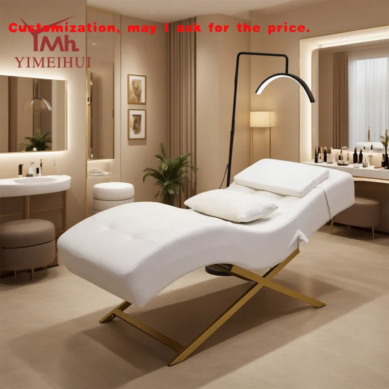 

custom.Custom Luxury White Curved Velvet Bed Spa Massage Lash Bed Beauty Salon