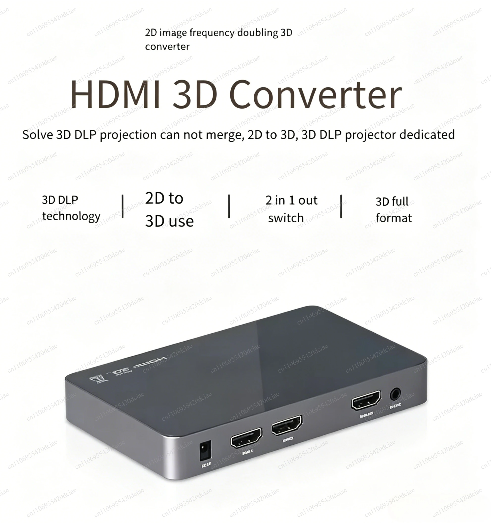 HD 2D To 3D Video Converter, Left/Right 3D Conversion for DLP Projector, 720p 120Hz Frequency Doubling