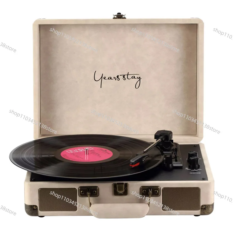 Portable Portable Record Player Leather Case Vinyl Record Player Retro Wireless Bluetooth Audio Gift.
