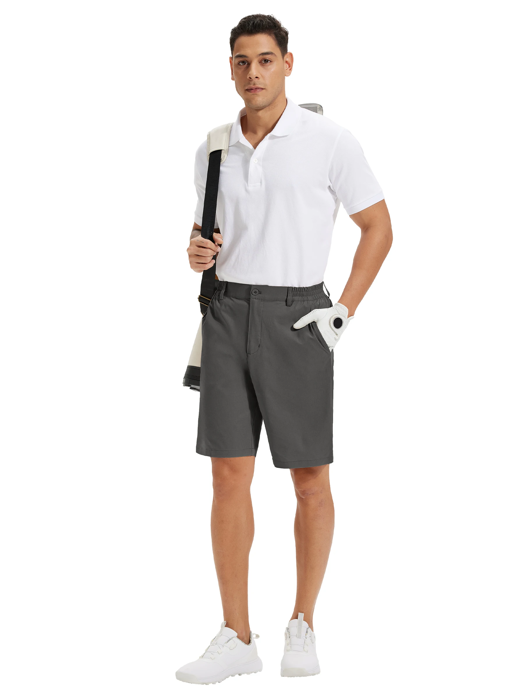 Sommer Herren Freizeitshorts Business- & Golf-Hosen, Atmungsaktive Relaxed-Fit-Shorts mit Schnellverschluss-Taschen – Detail 39