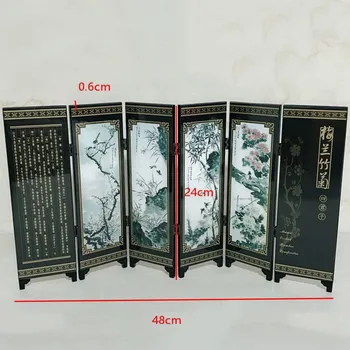 꽃 대나무 방 칸막이 나무 접이식 파티션 비즈니스 스크린 선물, 내구성 사무실 6 패널 액세서리, 핫 세일