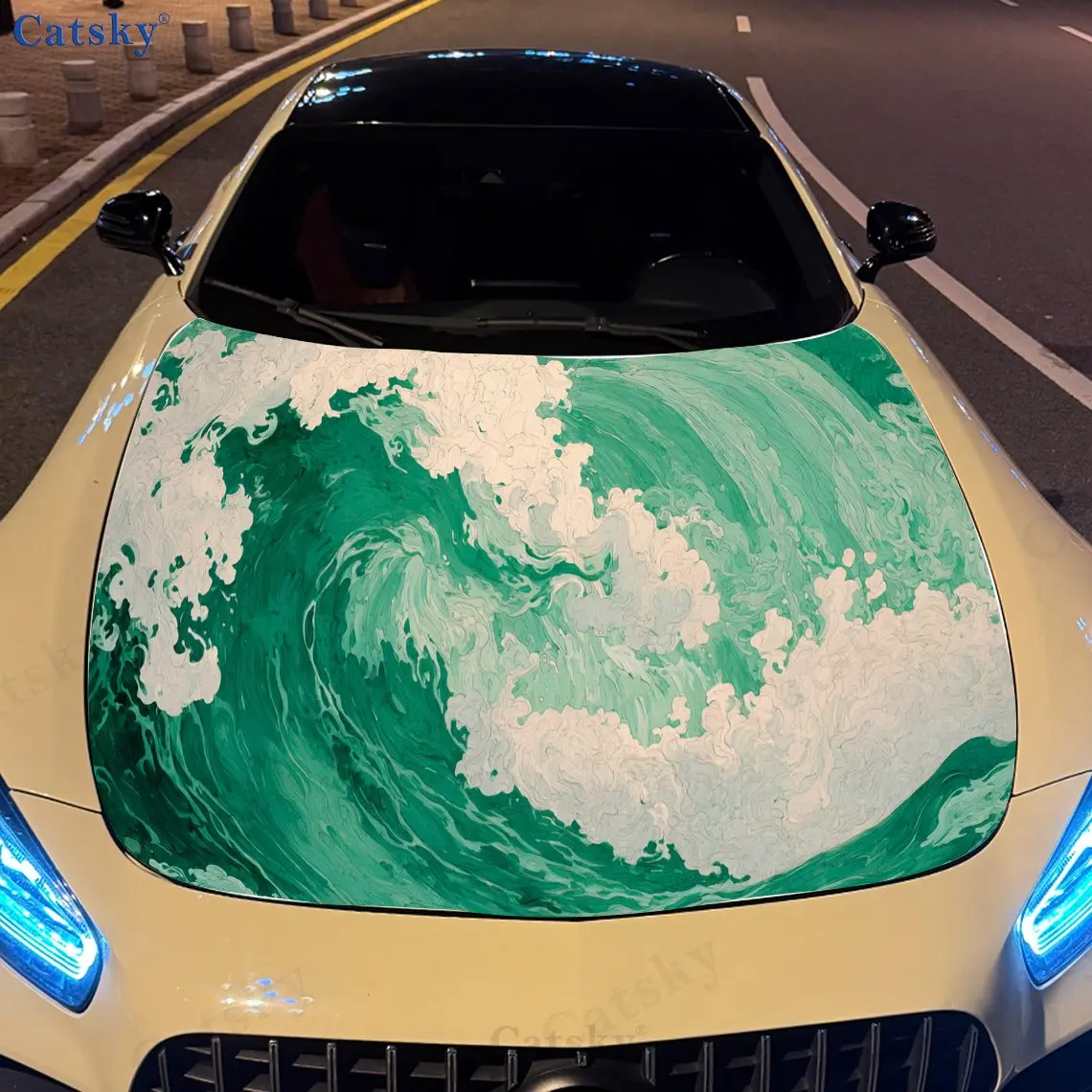 

Beautiful waves print,car hood stickers,PVC waterproof Self adhesive car hood sticker,car hood decoration protection stickers,Au