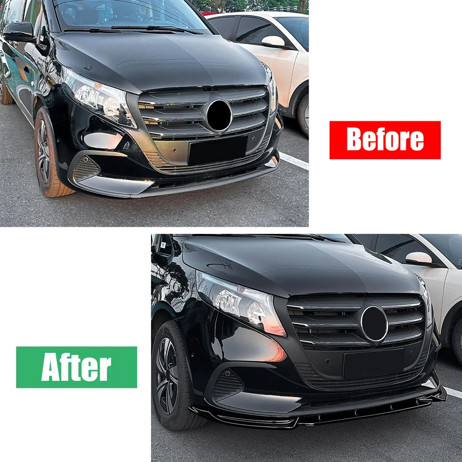 

Front Bumper Spoiler Front Spatula Lower Lip Kit For Mercedes Benz V Class Vito W447 2024+