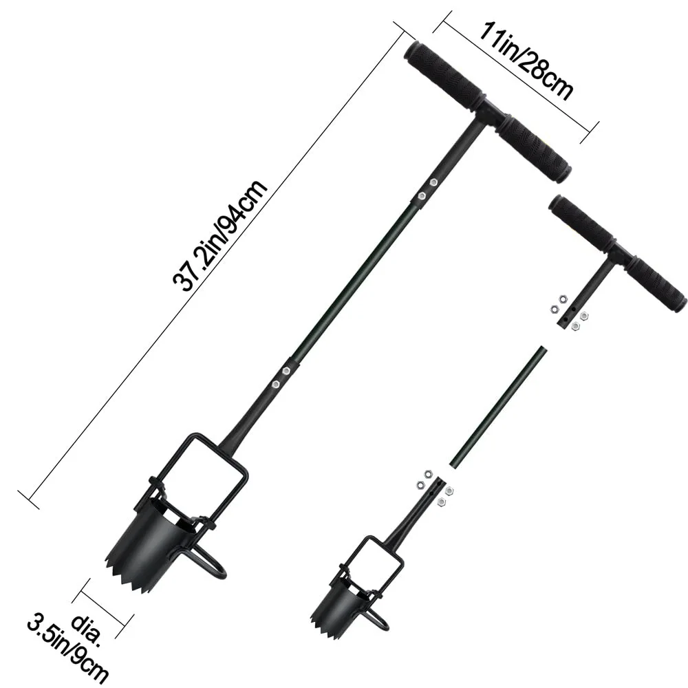 Plante de semis en acier au carbone, perforateur de trous circulaires à Long manche, ampoule de plantation, transplantation d'échantillonnage du sol ​   Outils de jardinage