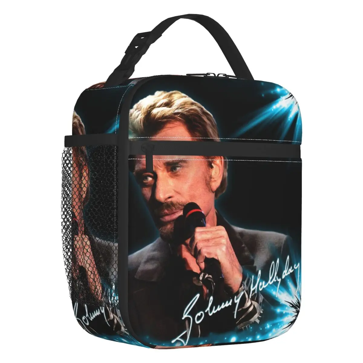 Johnny Hallyday French Rock Portable Lunch Box France Singer Thermal Cooler Food Insulated Lunch Bag School Children Student