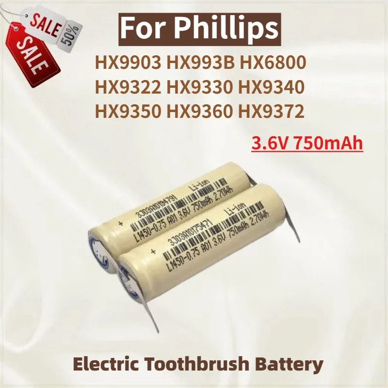 

High Quality Electric Toothbrush Battery 3.6V 750mAh for Philips HX9322 HX9330 HX9903 HX993B HX6800 HX9340 HX9350 Brand New