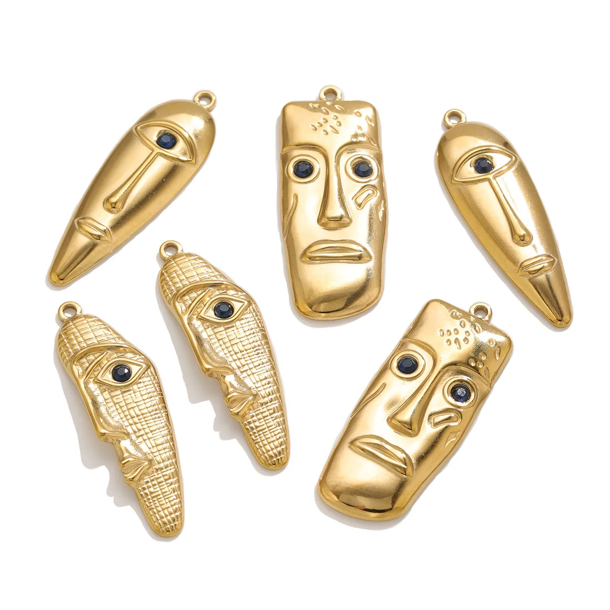 5pcs Face Inlaid Rhinestone Charms 18K Gold Plated Stainless Steel for DIY Necklaces Earrings Jewelry Making Findings Wholesale