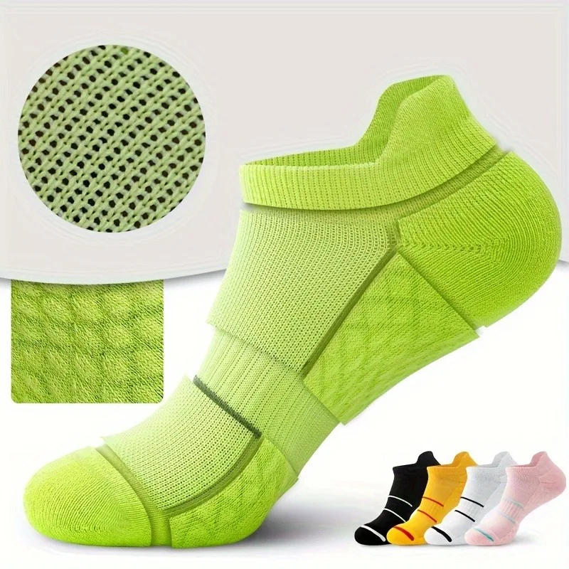 4 Pairs Breathable, Sweat-Wicking, Summer Sports Socks for Men - 5 Pairs of Striped, Anti-Odor, Polyester Socks for Active Lifes