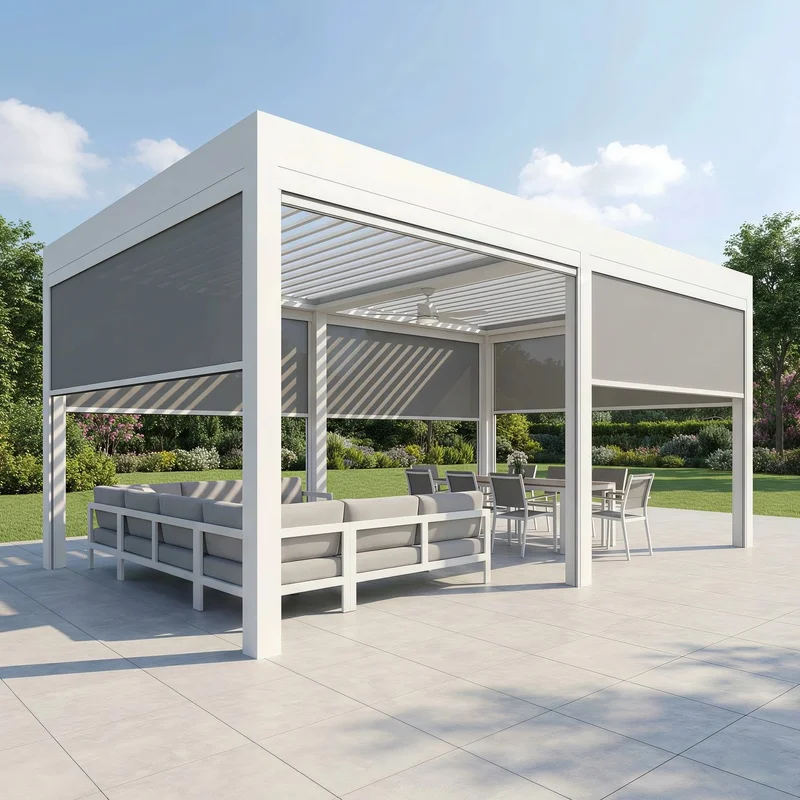 Commercial Grade Aluminum Gazebo (6x8m)-Ready Windproof Pergola Waterproof Outdoor Balcony Structure Customizable