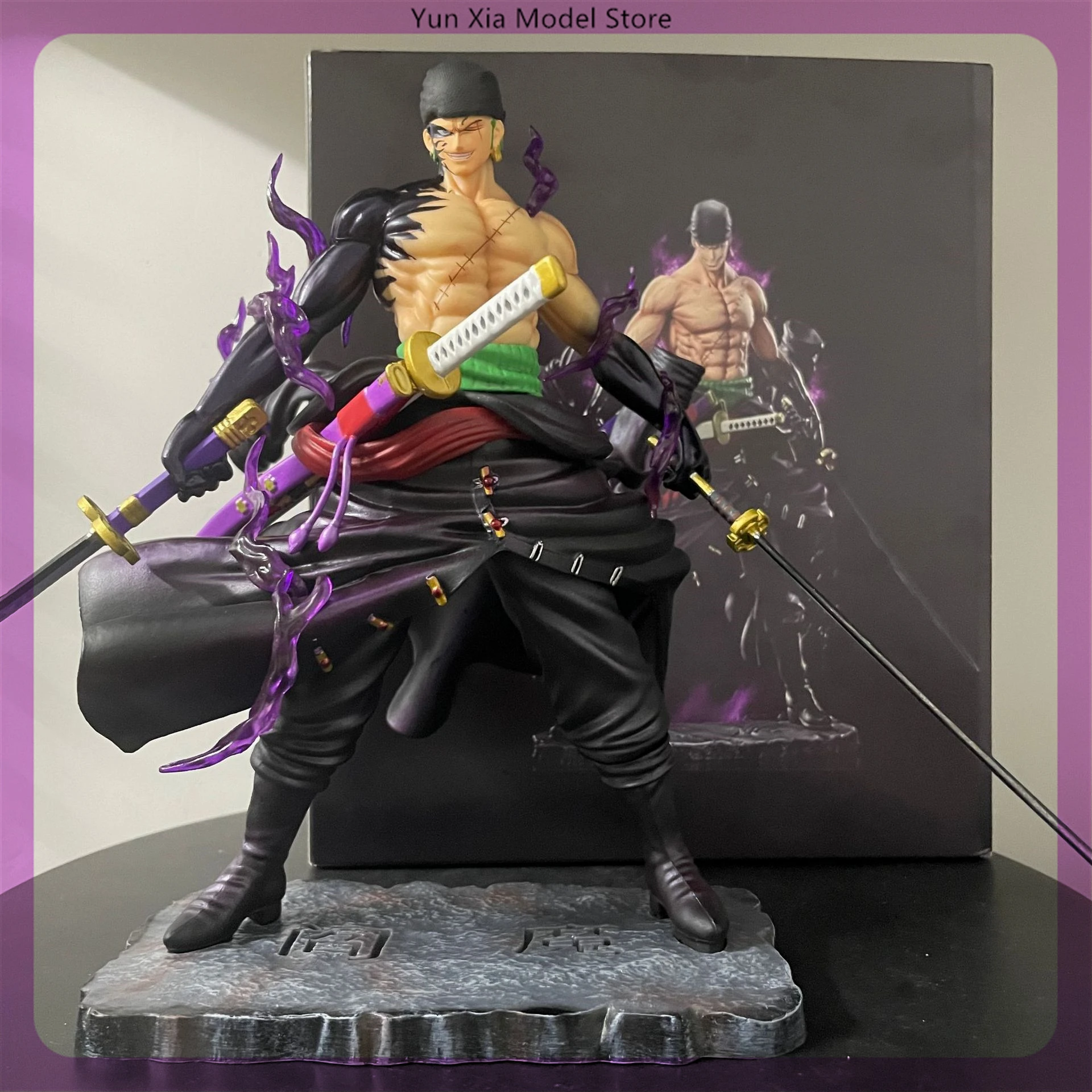 24cm Th One Piece Roronoa Zoro Yama Double Knife Anime Figure Model Statue Boys Collection Desktop Doll Decoration Ornament Toys