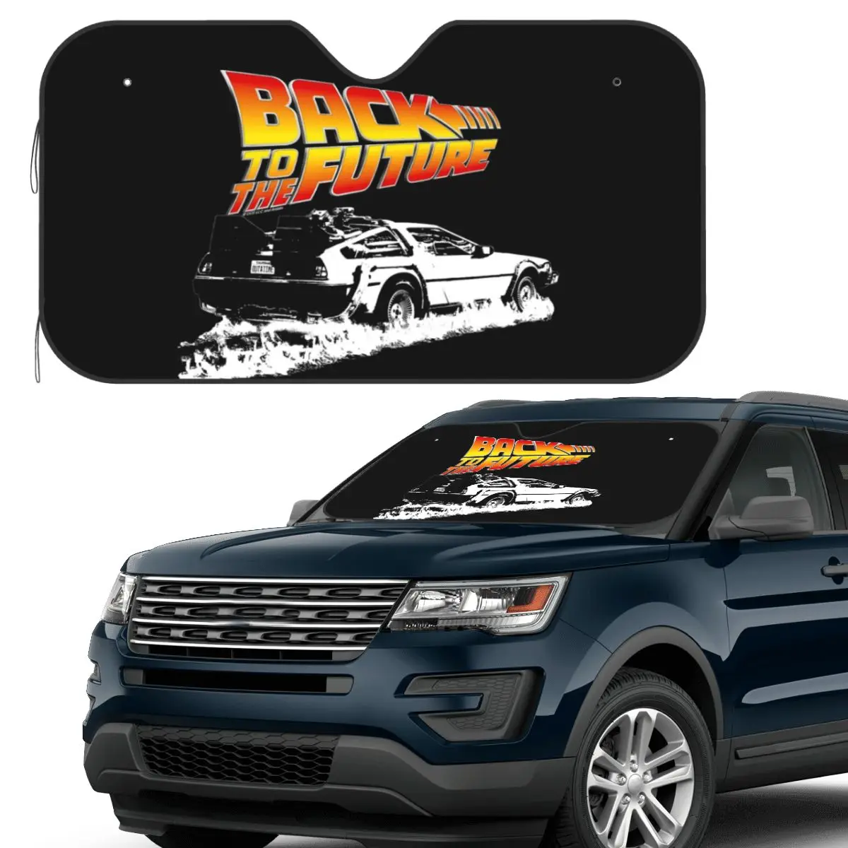 

Retro Back To The Future Sunshade Windscreen Car Front Windshield Window Sun Visor Accessories Covers