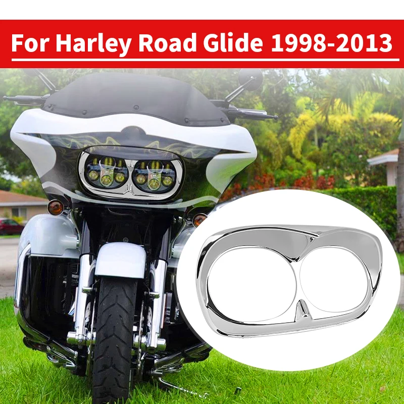 

Motorcycle Front Headlight Trim Bezel Cover Fairing For Harley Road Glide EFI FLTRI FLTR 1998-2013