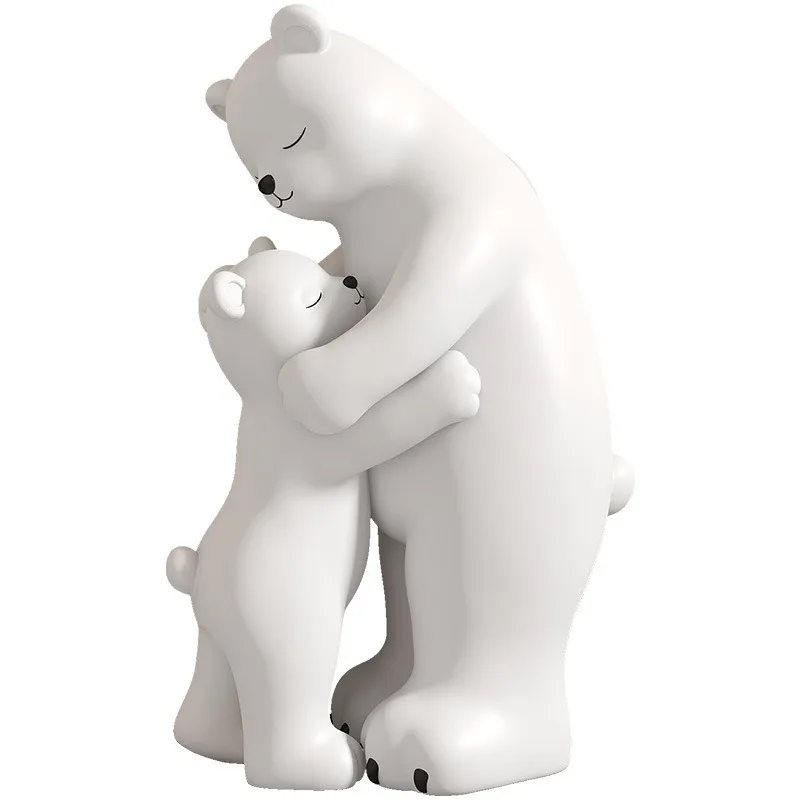 Home Decor Parent and Child Polar Bear Resin Decoration Floor Ornament