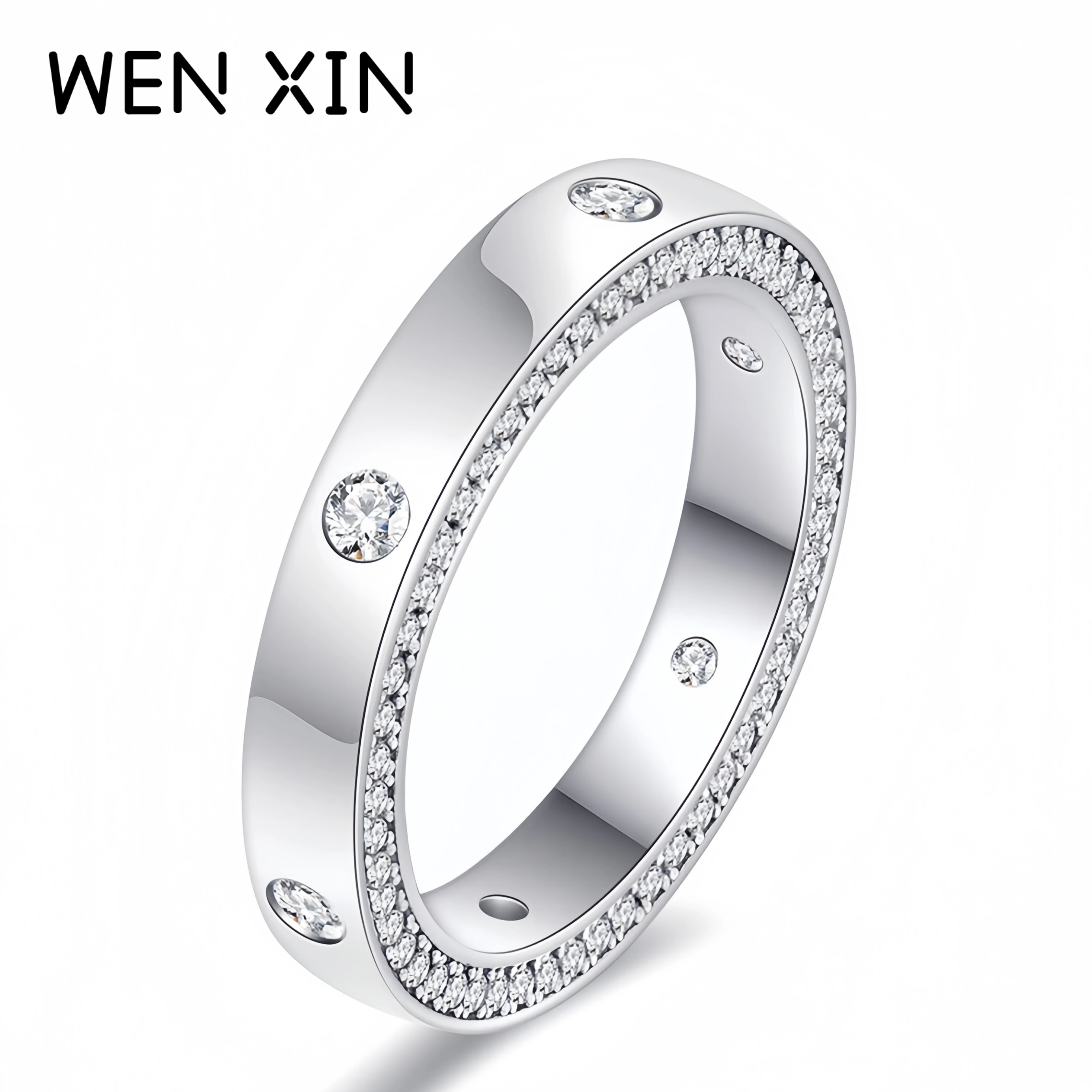 

WENXIN Luxury 18k Gold Plated Lab Grown High Carbon Diamond Rings For Women S 925 Sterling Silver Ring Fine Jewelry
