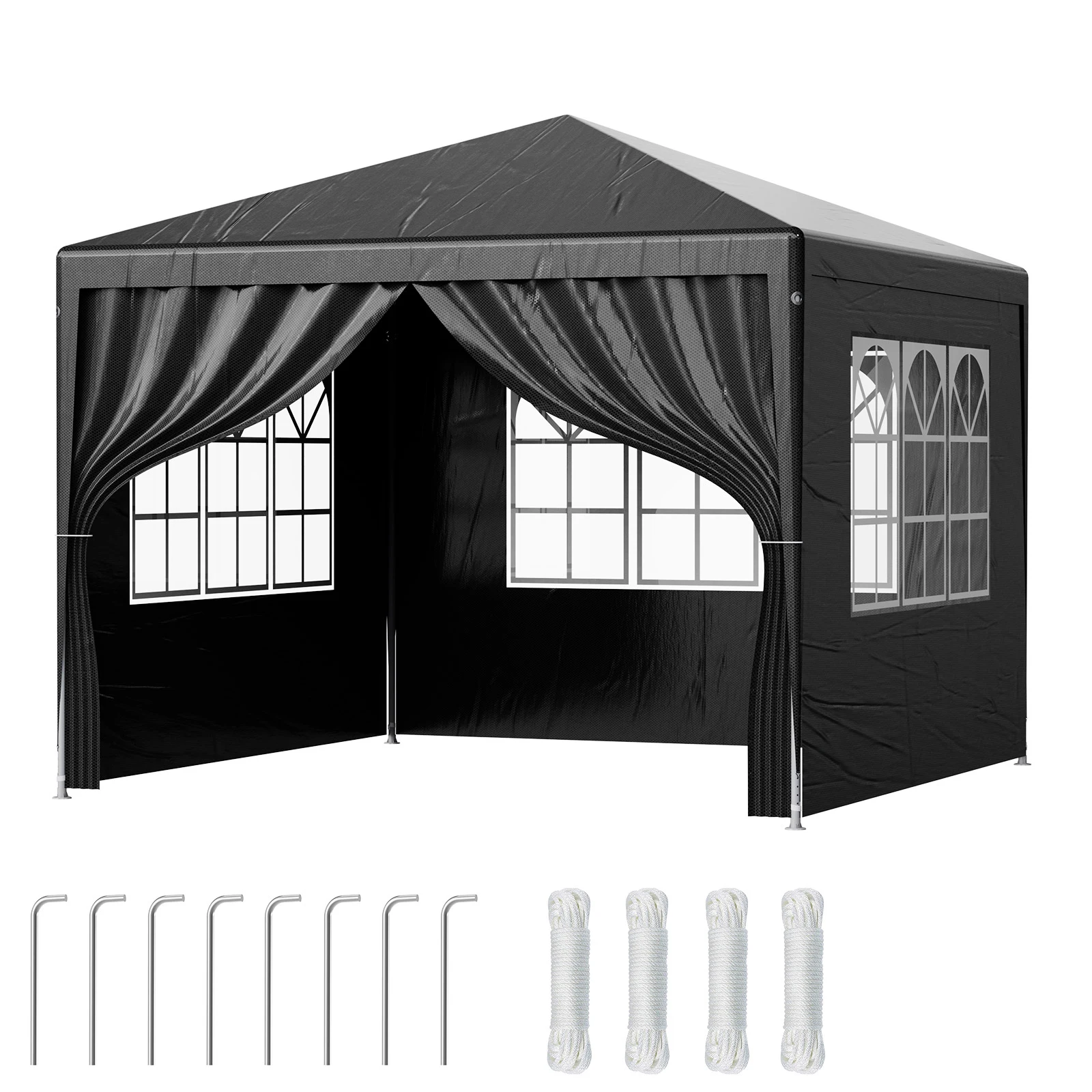 LOEFME 3x4M 3x3M Gazebo Luifel Tent Waterdicht Winddicht UV Zonnescherm met verwijderbare 4 zijwanden Outdoor Tuin Camping Luifel