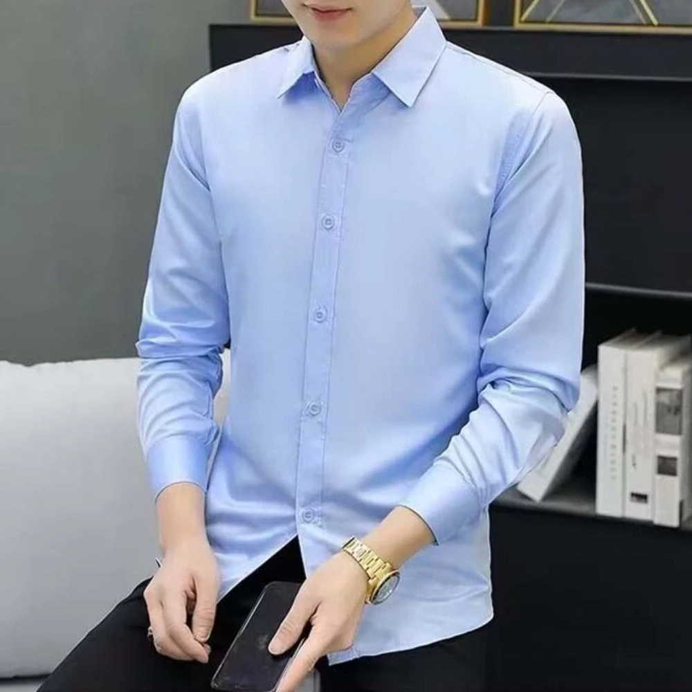

Fashion Basic Men's Business Shirts Solid Color Bottoming Shirts Long Sleeved Shirt Simple Soft Casual Tops Spring Autumn