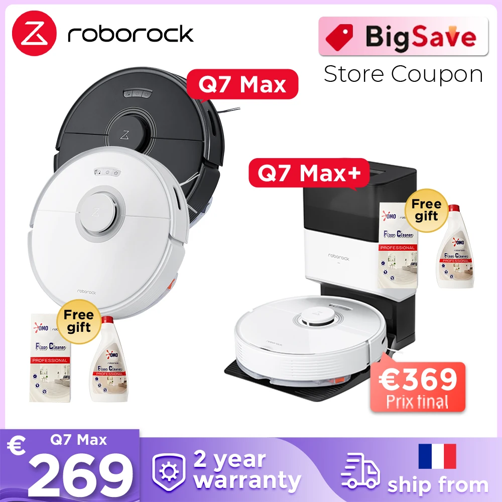 Roborock Q7 Max / Q7 Max Plus 로봇 진공 청소기, 3D 매핑, 4200 Pa, LIDAR 내비게이션, 자동 비우기, 앱 제어 