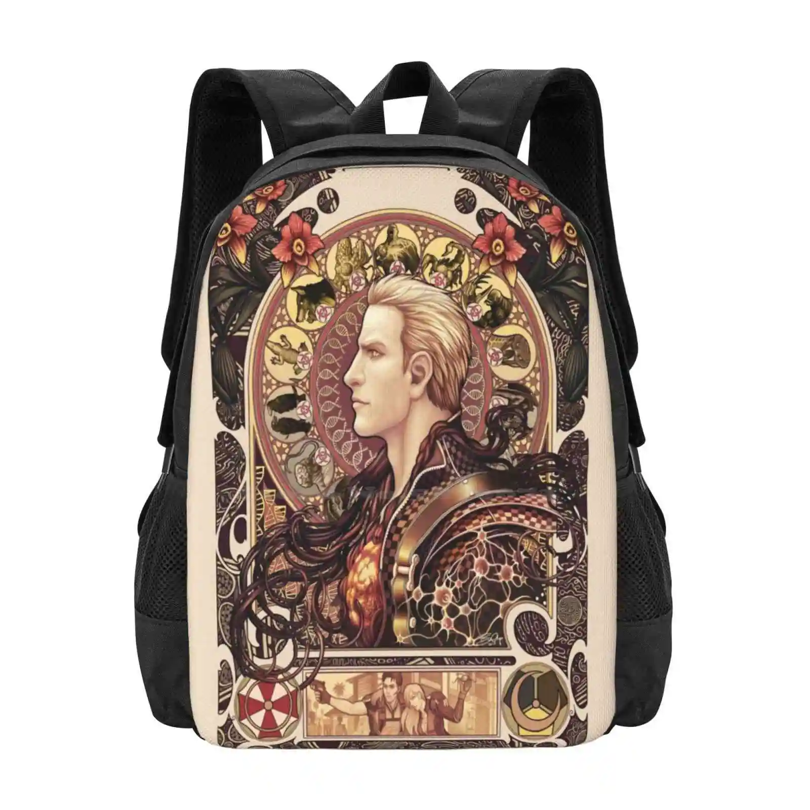 Biohazard Zodiac Schult aschen Reise Laptop Rucksack Zusammensetzung Studie Meister Alphonse Mucha Nouveau Albert Wesker Chris