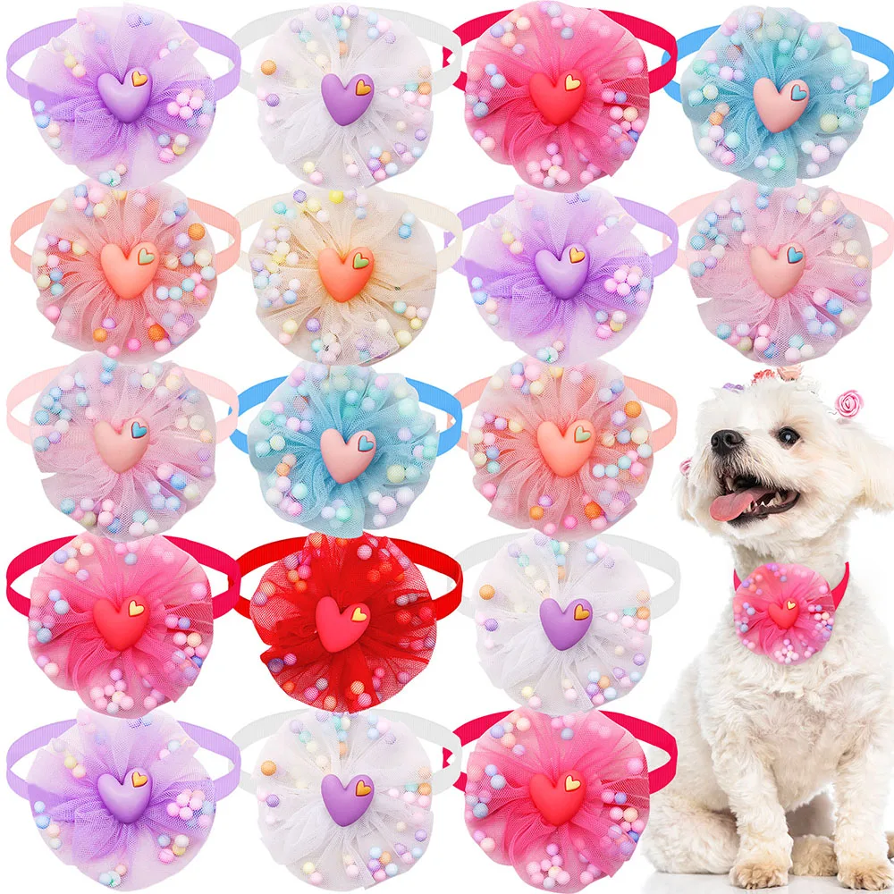 20pcs Pet Bowties Dog Bow Tie Collar Lace Colorful Fashion Bulk Grooming Dogs Products for Small Dog Cat Bowties Pet Accessories