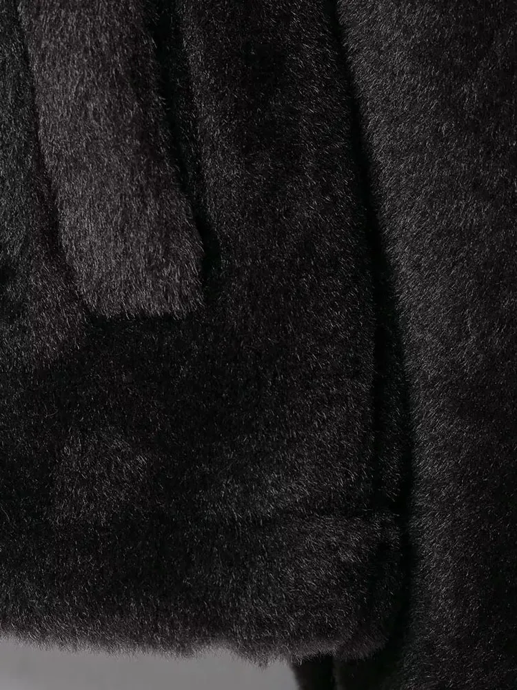 HH Women's Autumn And Winter New Double-Sided Jacket With Knot Buckle, Faux Fur Decoration, Slimming Short Style Jacket