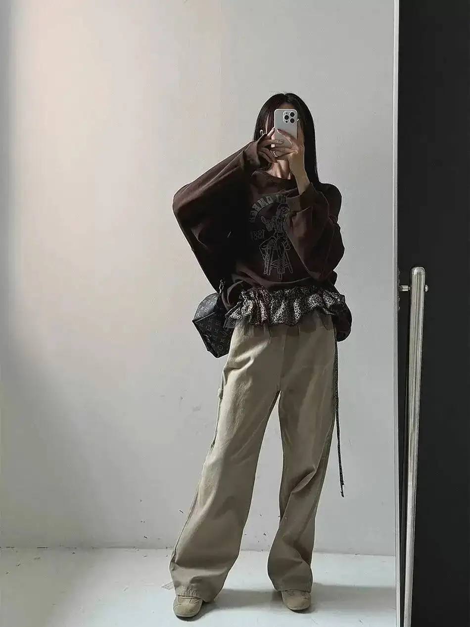 Babyoung coreia malha leopardo mujer moda babados rendas até y2k goth na moda streetwear faldas feminino puro desejo falda