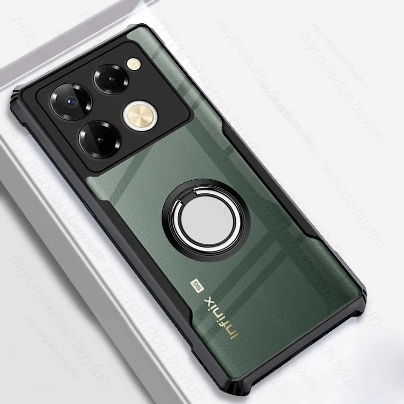 Transparent Case For Infinix Note 40 Pro 5G 4G Note40 Pro+ Note40Pro+ Pro Plus TPU Soft Silicone Ring Holder Phone Back Cover