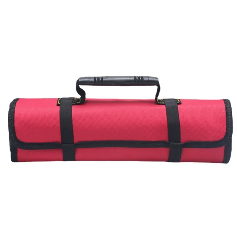 

Roll Up Tool Bag Oxford Cloth Multi Pocket Thickened Handle Zipper Tool Bag For Electrician Blue