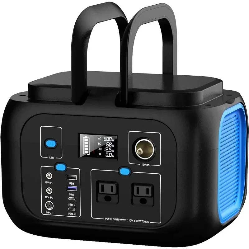 Hot SalesPortable Power Station 600W Power Bank 296Wh Solar Generator Lithium Battery Portable Generator Fast Charging With LED