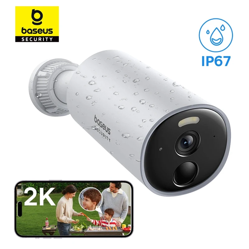 Baseus Security B1 Outdoor Camera 2K Wireless Wifi Camera Security Protection System 24/7 Recording Built-in 8GB Local Storage