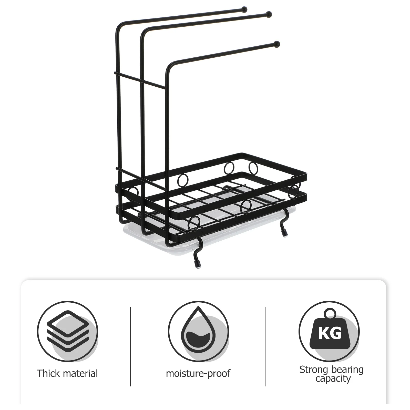 

1Pcs Wall-Mounted Kitchen Sponge Rack Carbon Steel Practical Drainage Organizer Dishcloth Shelf Kitchen Storage Rack