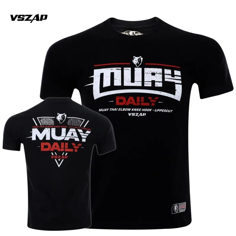 

VSZAP Rash Guard Short Sleeve MMA T Shirt Men Women Muay Thai Daily Shirts Kickboxing Jersey Sanda Fight Boxing Clothing