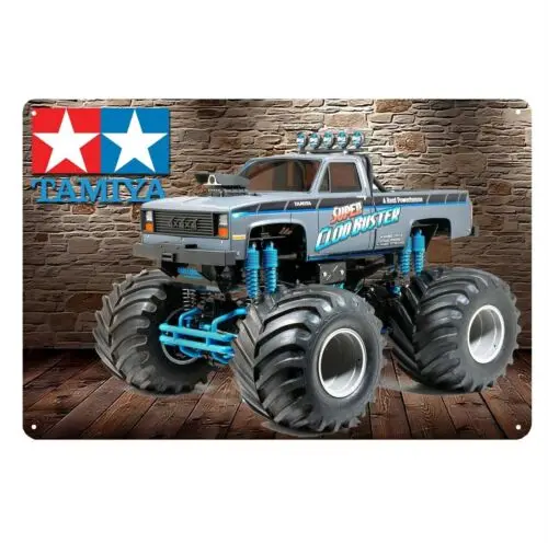 Metal Poster Vintage Rc Car Tin Sign Plaque Tamiya Clodbuster Monster Truck sign