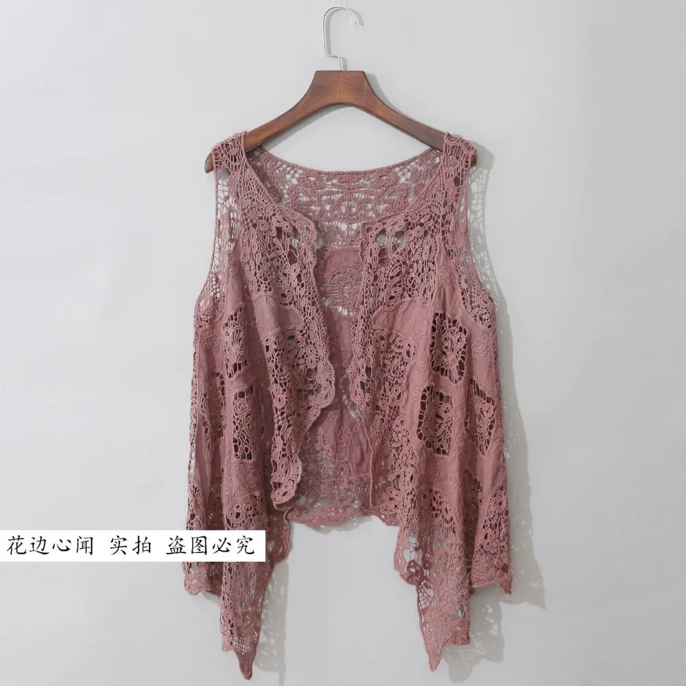 Streetwear Elegant Shawl Beach Sun Protection Clothing Thin Coats Ladies Y2k Clothes Vintage Fashion Women Clothing Lace Casual