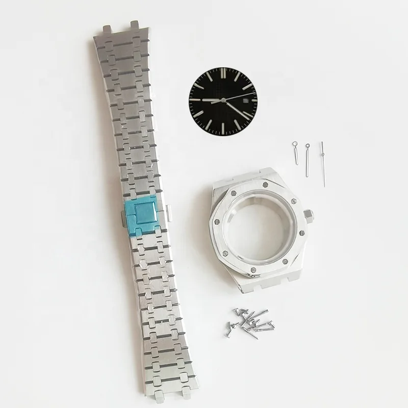 Caja de reloj de 41mm para movimiento NH35/NH36/4R36, cubierta de reloj de acero inoxidable, correa de repuesto para reloj de pulsera