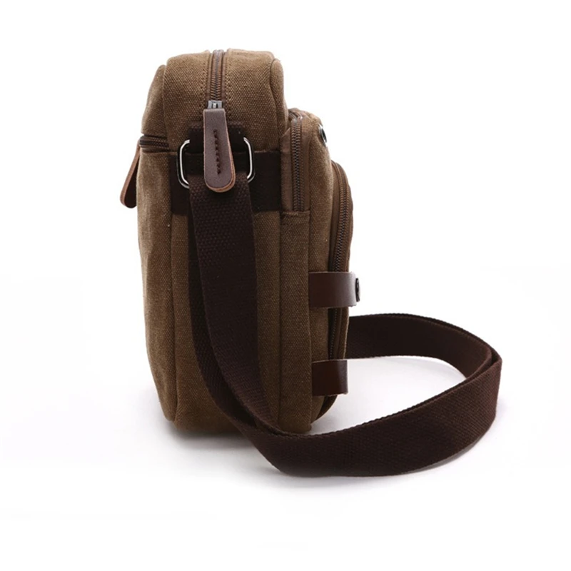 Nesitu High Quality Vintage Casual Black Coffee Khaki Blue Green Duralbe Canvas Small Women Men Shoulder Messenger Bag M8681
