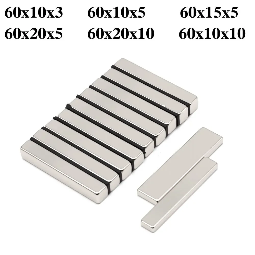 Super Powerful Block Magnet Neodymium Magnets NdfeB N35 Strong Permanent Magnetic imanes Refrigerator Magnets 60x10x3