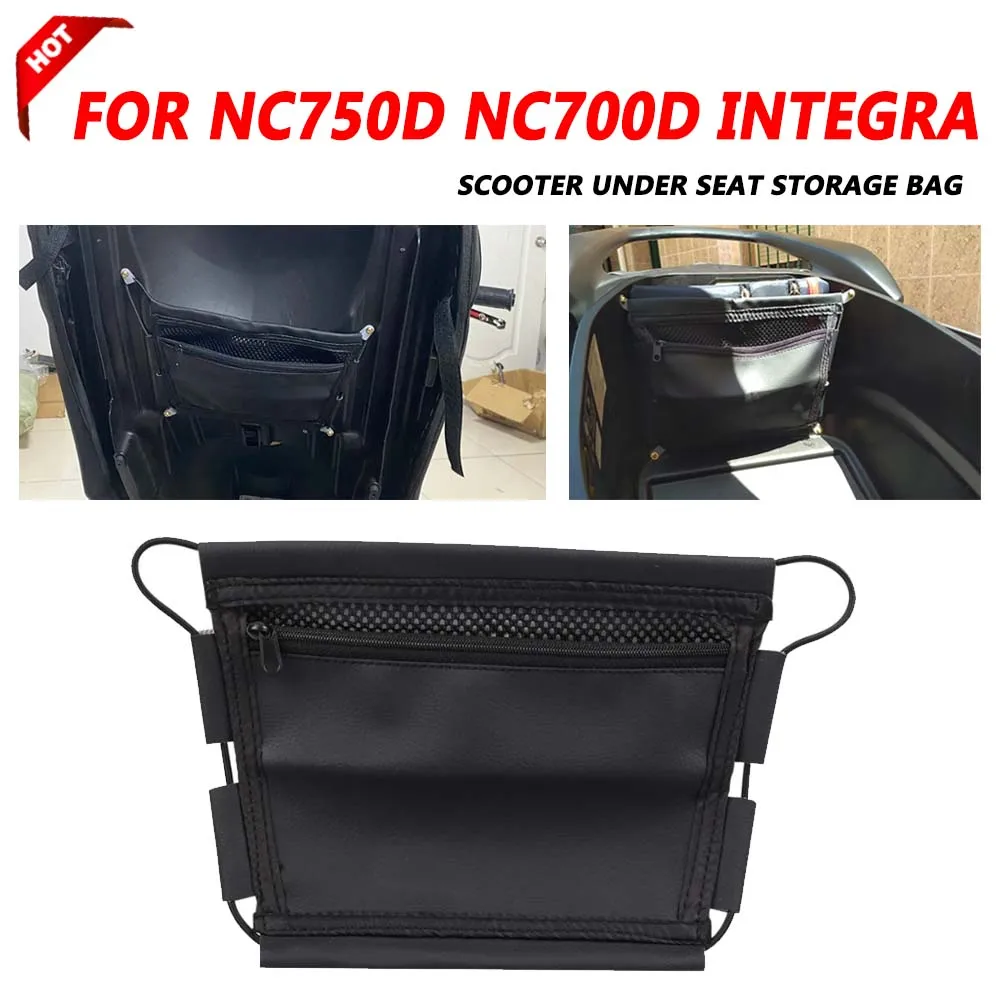 For Honda NC750D NC700D NC 750 700 D NC 750D Integra Motorcycle Leather Seat Bag Under Seat Storage Pouch Bag Organizer Parts