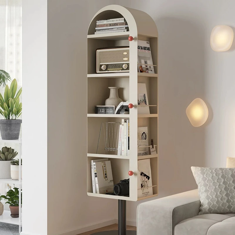 Magazine rack, rotating bookshelf, floor shelf, 360-degree bookcase, dressing mirror, integrated light luxury