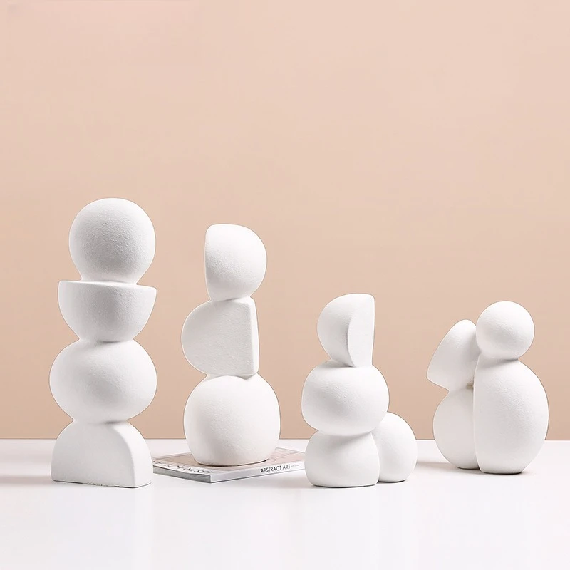 Nordic minimalist irregular abstract geometric structure ceramic ornaments, hotel exhibition hall  decoration desktop
