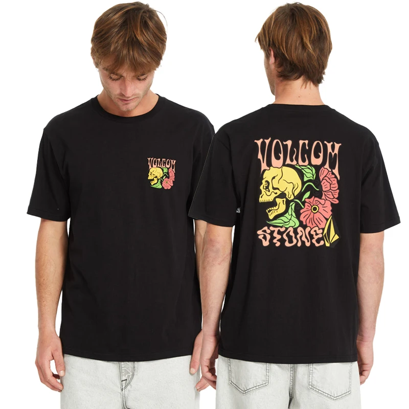 

Volcoms Skate Graphic Cotton T-shirt Unisex Men Women Summer Short Sleeve Fashion Top Casual Vintage Fashion Brand Retro Tee